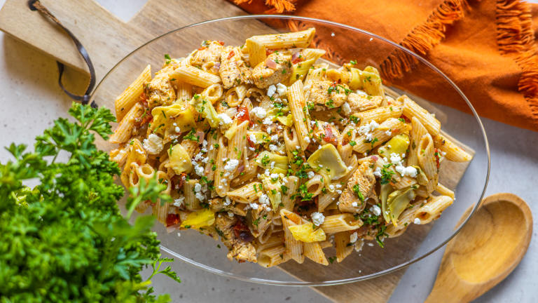 Greek Penne and Chicken Created by LimeandSpoon