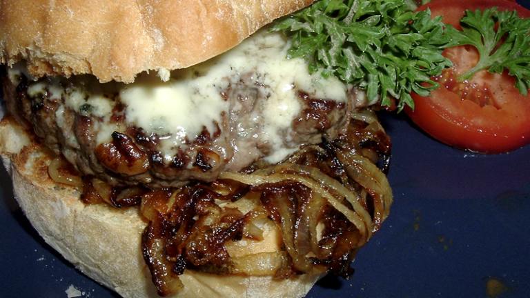 Andouille & Beef Burgers With Blue Cheese Created by Bergy