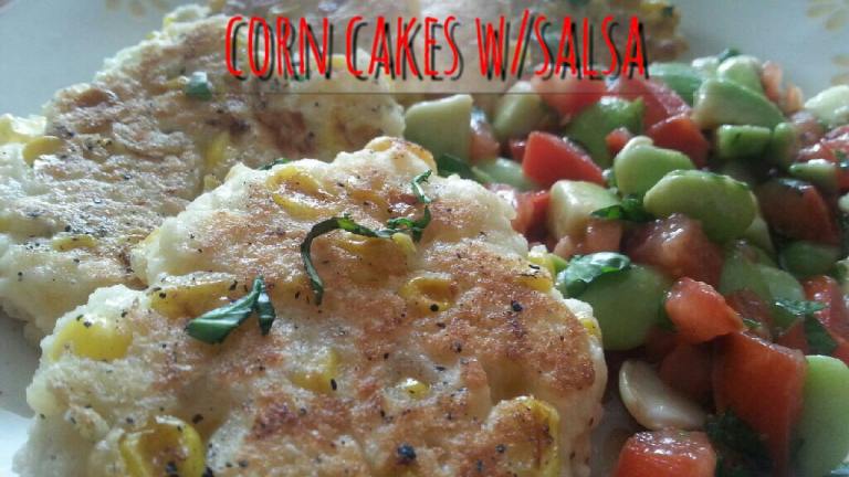 Corn Pancakes With Salsa Created by threeovens