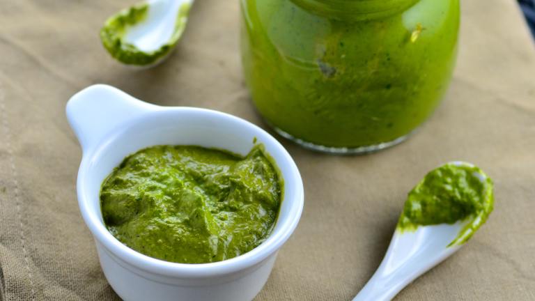 Speedy Spinach Pesto Created by May I Have That Rec