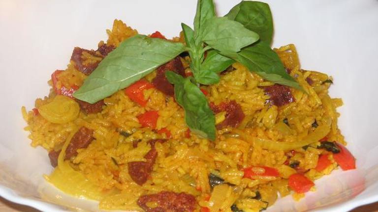 Chorizo and Basil Pilaf created by The Flying Chef