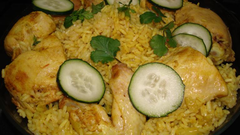Thai Chicken With Crispy Shallots in Yellow Rice (Kao Moke Gai) Created by Brian Holley