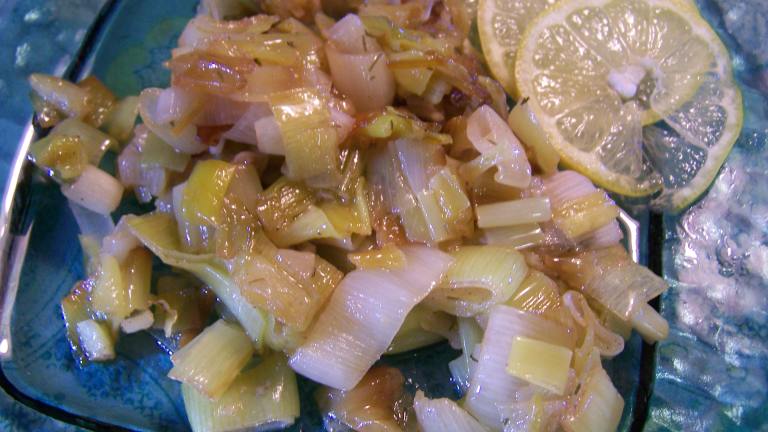 Sauteed Leeks in Lemon Dill Butter Created by Chef PotPie