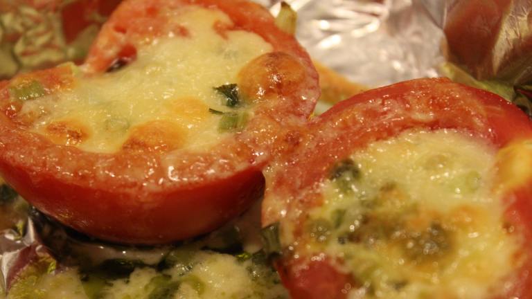 Baked Pesto Tomatoes Created by Leggy Peggy