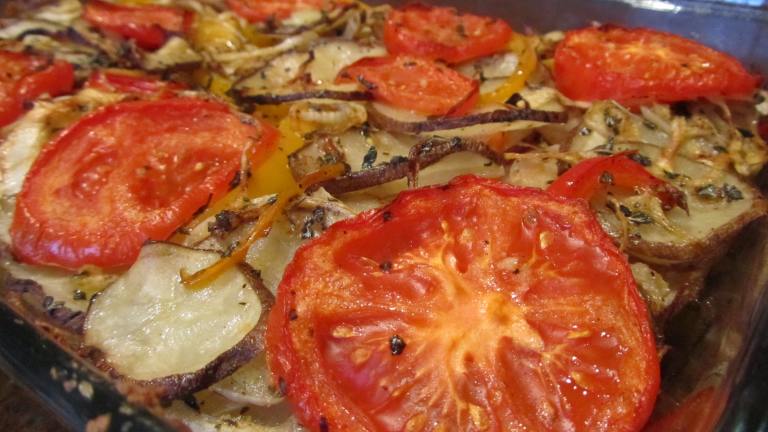 Potato Gratin With Peppers, Onions and Tomatoes Created by Rita1652