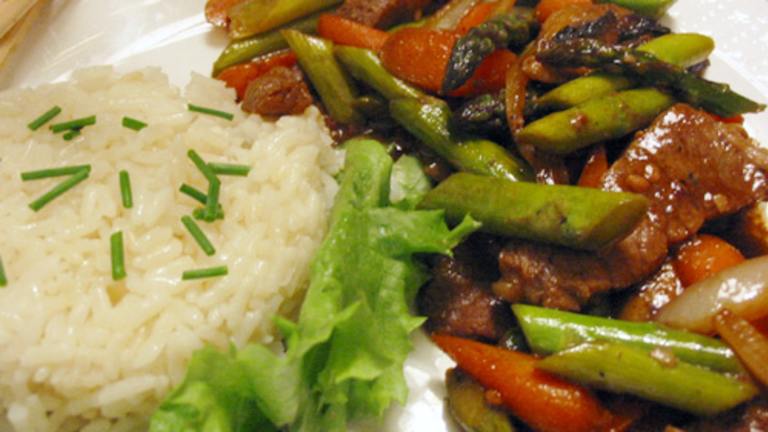 Beef With Fresh Asparagus Created by Caroline Cooks