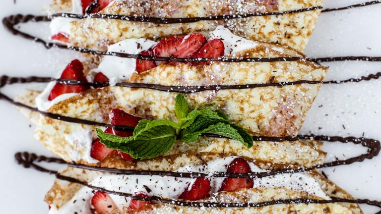 strawberries and cream crepes food image