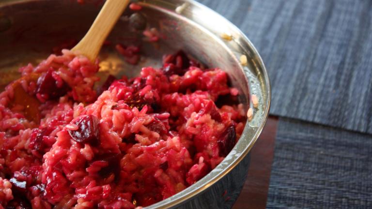 Beet Risotto With Walnuts and Gorgonzola Cheese created by lolablitz