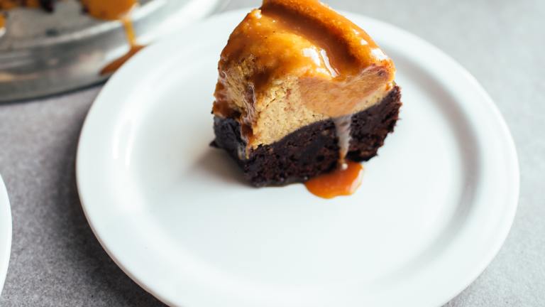 Pumpkin Cheesecake Topped Chocolate Bundt Cake W. Dulce De Leche Created by Izy Hossack