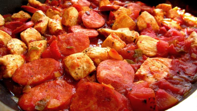 Cajun Chicken and Sausage Saute Created by gailanng
