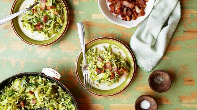 Shredded Brussels Sprouts With Bacon and Onions Created by Jonathan Melendez 