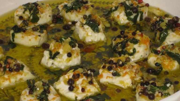 Marinated Goat Cheese With Garlic, Basil and Orange Zest created by BarbryT