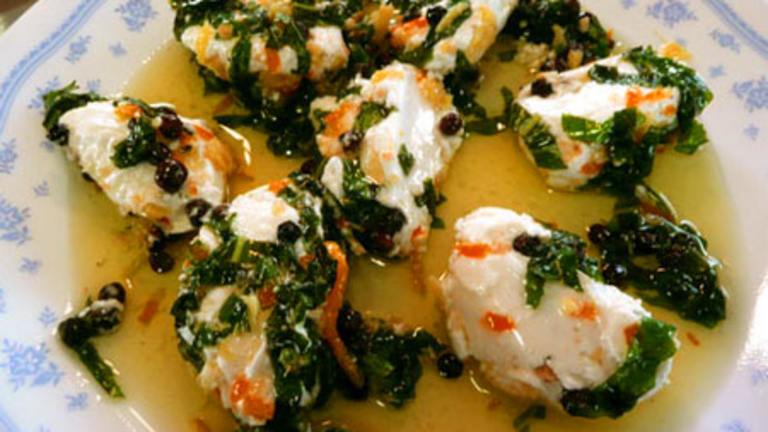Marinated Goat Cheese With Garlic, Basil and Orange Zest Created by Outta Here