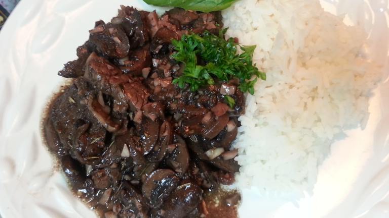 Beef Medallions and Mushrooms in Red Wine Sauce Created by vivianpshaw