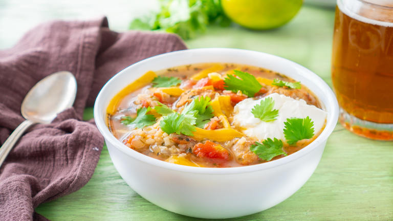 Crock Pot Mexi-Meatball Rice Soup Created by DianaEatingRichly