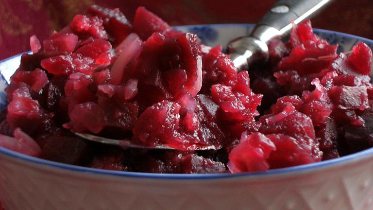 Beet and Pear Puree Created by Lalaloula