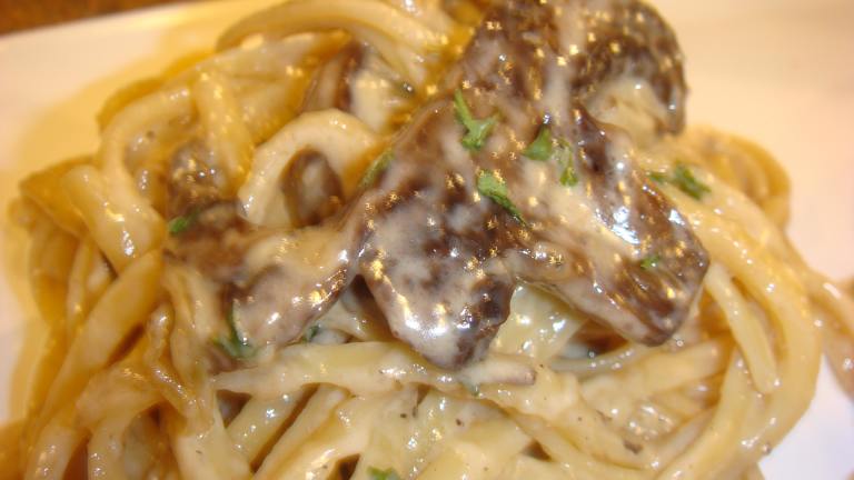 Linguine With Mushrooms and Garlic Cream Sauce Created by Barenakedchef