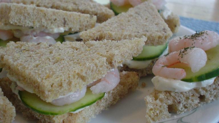 Cucumber Shrimp Tea Sandwiches Created by Raspberry Cordial