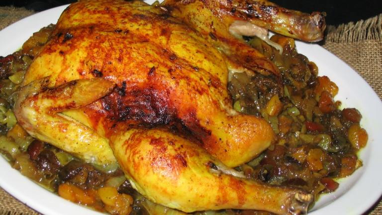 Roast Chicken With Dried Fruit and Almonds Created by Lorrie in Montreal