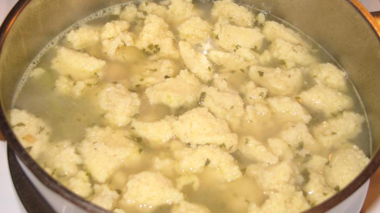 German Dumpling Soup (Nockerl-/Griessklosschensuppe) Created by DoubletheGarlic