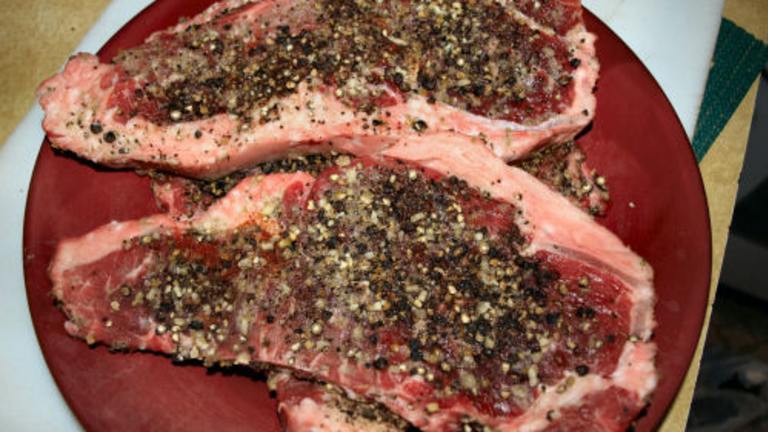 Peppered New York Strip Steak Created by Chef Shadows