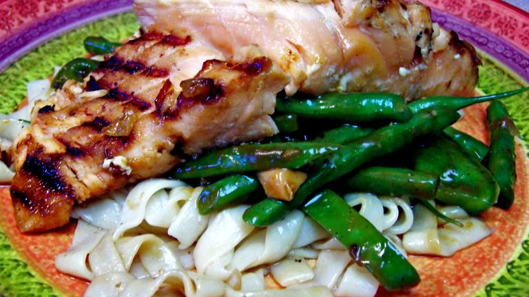 Asian Style Salmon on a Bed of French String Beans Created by Rita1652