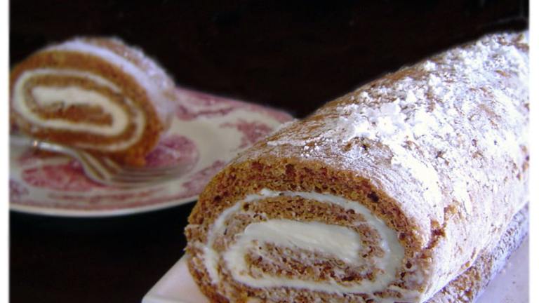Pumpkin Cake Roll With Cream Cheese Filling created by Dine  Dish