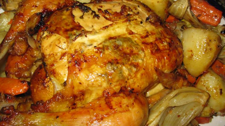 Roast Chicken Stuffed With Fennel and Garlic created by threeovens
