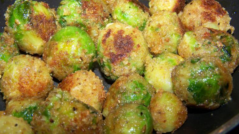Cheesy Fried Brussels Sprouts Created by Chef PotPie