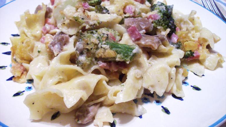 Rich and Cheesy Ham and Asparagus Noodle Casserole Created by Aunt Paula