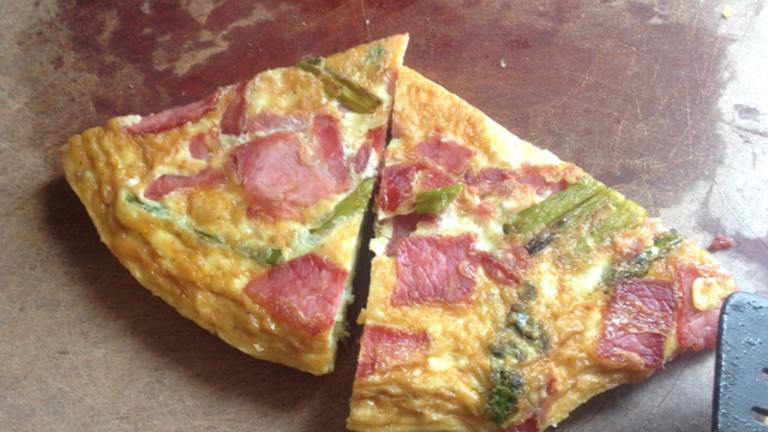 Frittata With Asparagus, Canadian Bacon and Parmesan Created by jeannebuffett