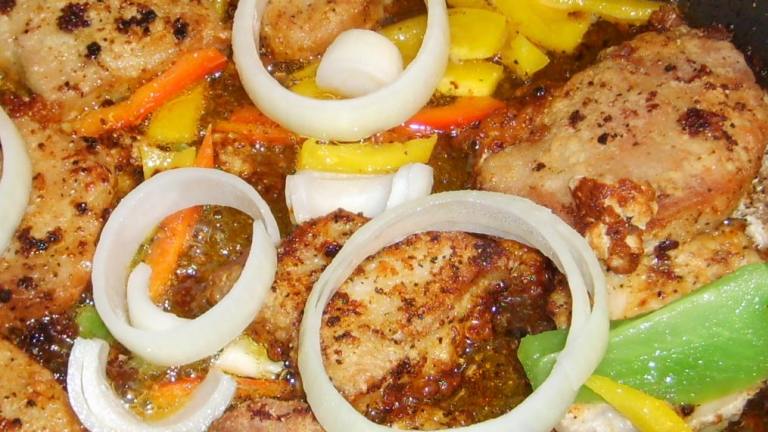 Pork Chops Garnished With Peppers & Onions Created by Chef DEEdeeCOOK