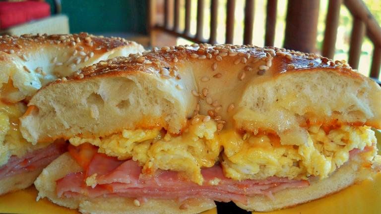 Awesome Breakfast Bagel Sandwich Created by CookingONTheSide 