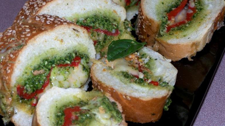 French Bread With Pesto and Peppers Created by Rita1652
