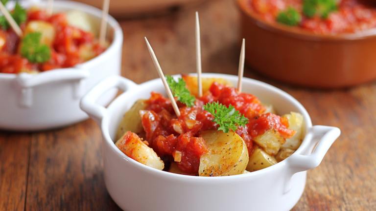 Patatas Bravas  -  Potatoes for the Brave, Spanish Style! Created by Swirling F.