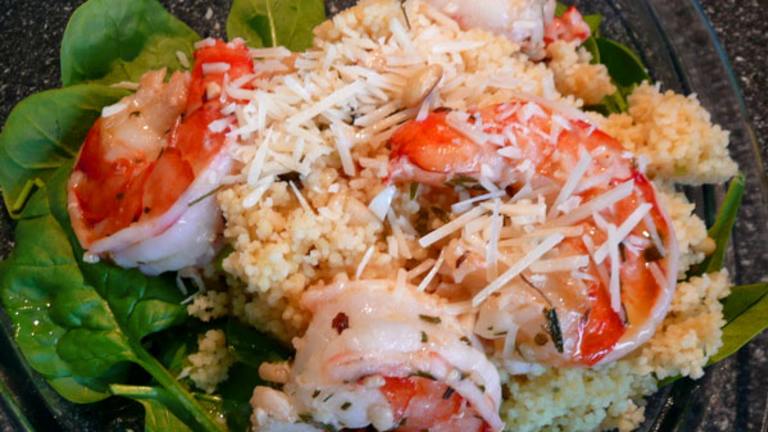 Egyptian Toasted Pine Nut Couscous With Garlic Shrimp Created by Outta Here