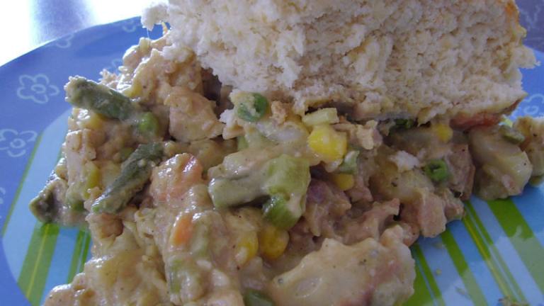Pot Pie Casserole With a Biscuit Topping. Created by Sierra Silver