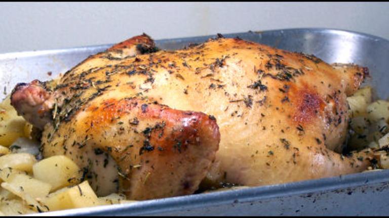 Roast Chicken Stuffed with Herbed Potatoes created by kzbhansen