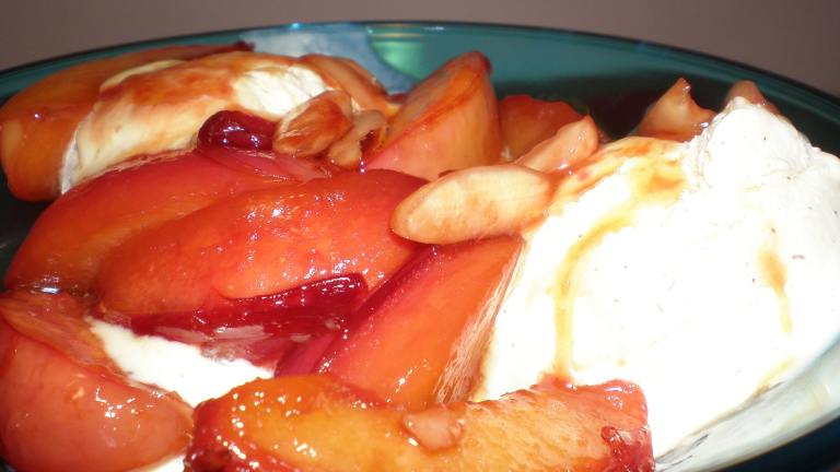 Warm Nectarines With Almonds and Vanilla Ice Cream - Sweden Created by katia