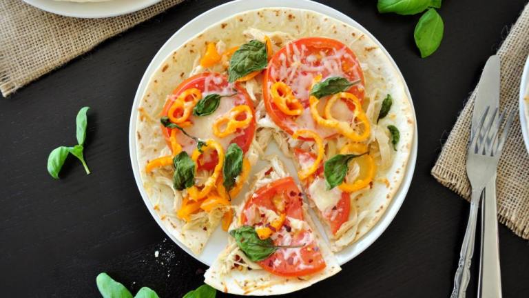 Grilled Chicken Margherita Tostada Pizzas Created by SharonChen