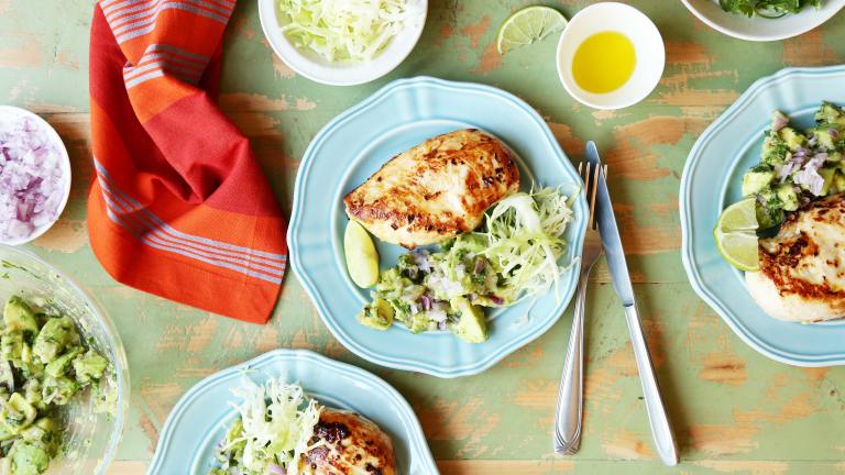 Pan Grilled Chicken with Avocado and Red Onion Salsa Created by Jonathan Melendez 