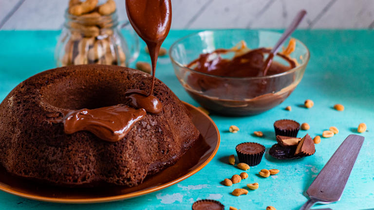 Chocolate Peanut Butter Bundt Cake Created by LimeandSpoon