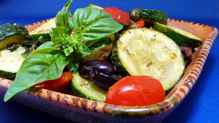 Sauteed Zucchini, Cherry Tomatoes, Olives and Basil created by PaulaG