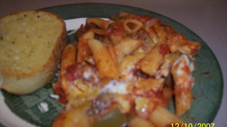 Perfect Potluck Dish Sausage and Pepper Baked Ziti Created by children from A to Z