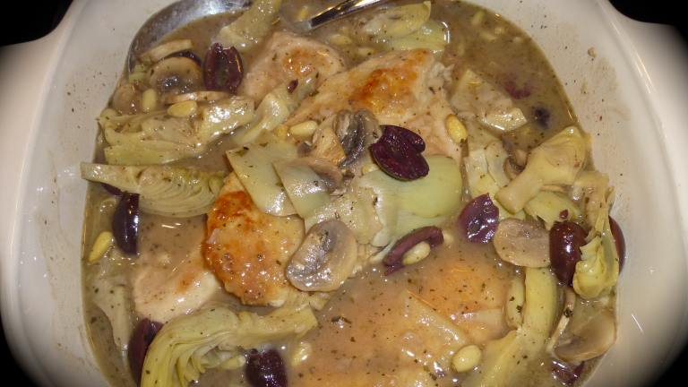 Mediterranean Champagne Chicken With Artichoke Hearts and Olives Created by Chicagoland Chef du 