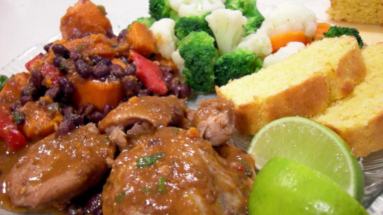 Slow Cooker Latin Chicken W/ Sweet Potatoes and Black Beans created by Divaconviva