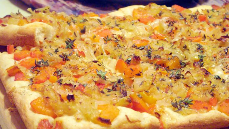 Caramelized Onion and Roasted Red Pepper Tart Created by Lori Mama
