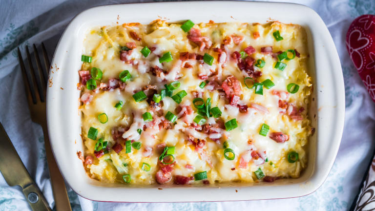 Bacon and Hash Browns Casserole Created by alenafoodphoto