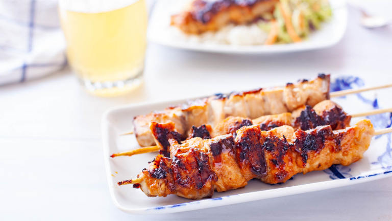 Soy Glazed Salmon Kabobs Created by DianaEatingRichly
