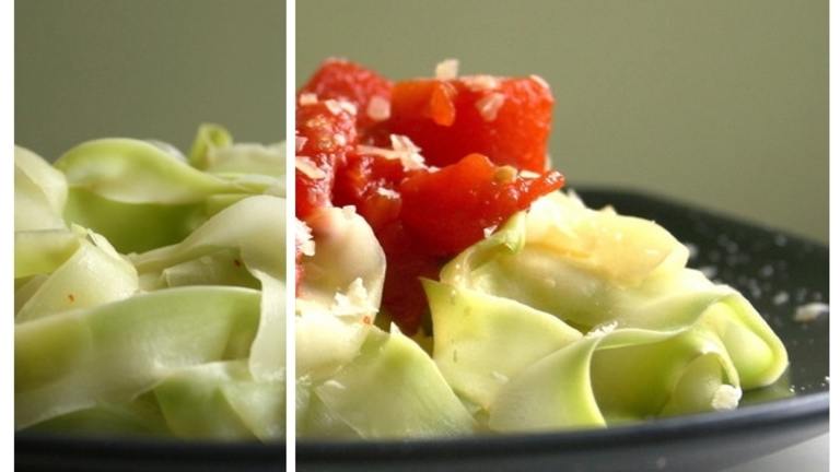 Zucchini "Pasta" with Fresh Tomato Sauce created by Cookin-jo